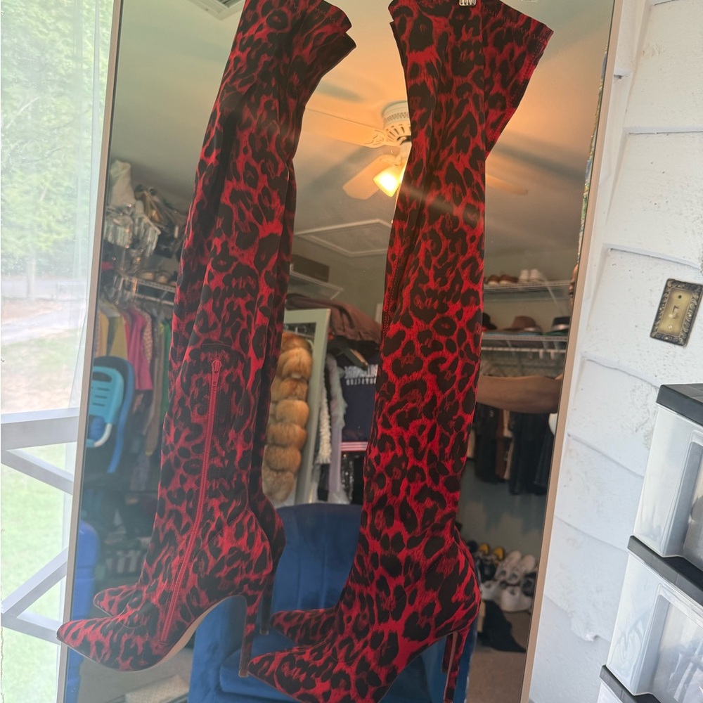 Leopard Print Heeled Boots